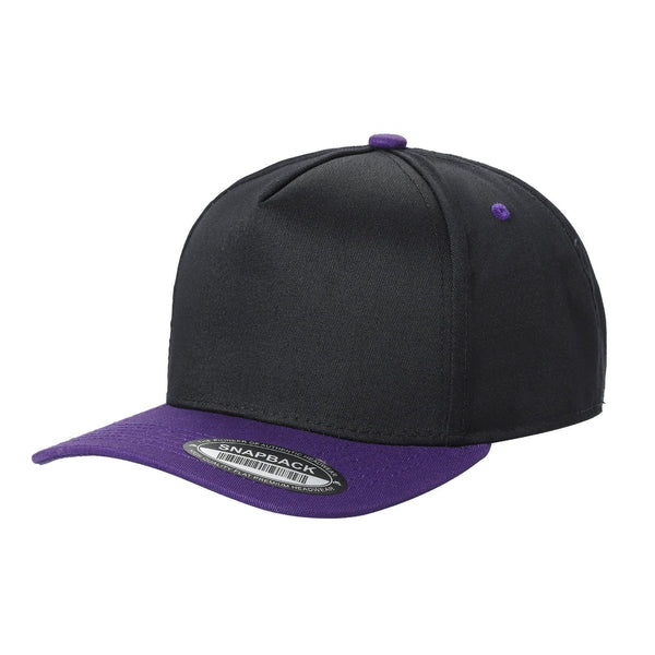 Premium TC-5-Panel 2-Tone Snapback Cap – Structured Fit, Cotton/Poly Blend - BLK/PURPLE