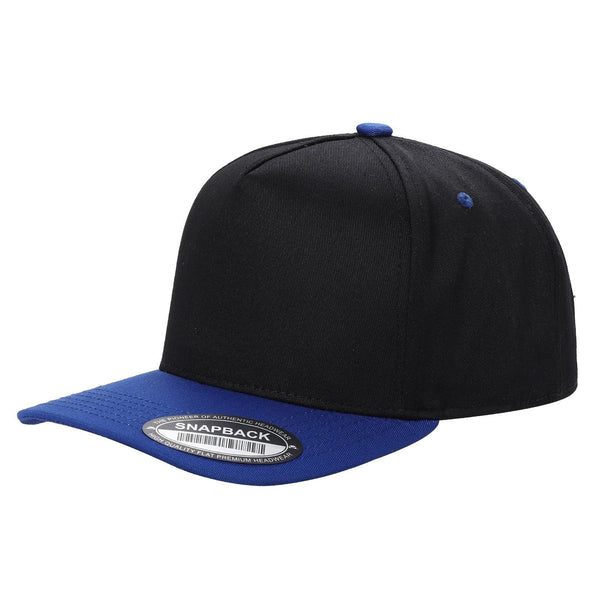 Premium TC-5-Panel 2-Tone Snapback Cap – Structured Fit, Cotton/Poly Blend - BLK/ROY