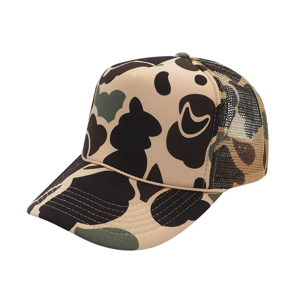 Nissun CSC - Foam Trucker Camo Hat, 5-Panel Camouflage Cap - Brown Camo