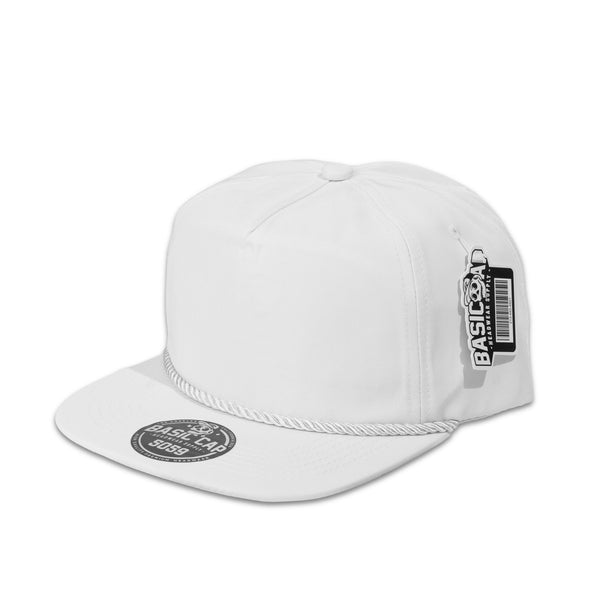 BASIC CAP Plain Flat 5Panel Unstructured Rope Nylon Hat 5059 - White