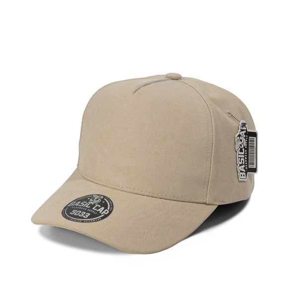 BASIC CAP Plain 5Panel CVC Curve Hat 5033 - Sand Stone