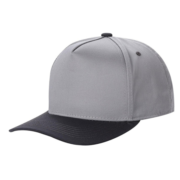 Premium TC-5-Panel 2-Tone Snapback Cap – Structured Fit, Cotton/Poly Blend - L.GREY/BLK