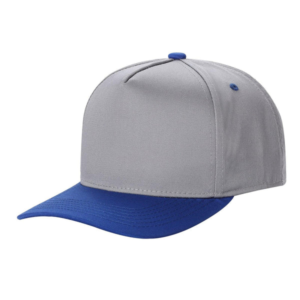 Premium TC-5-Panel 2-Tone Snapback Cap – Structured Fit, Cotton/Poly Blend - L.GREY/ROYAL