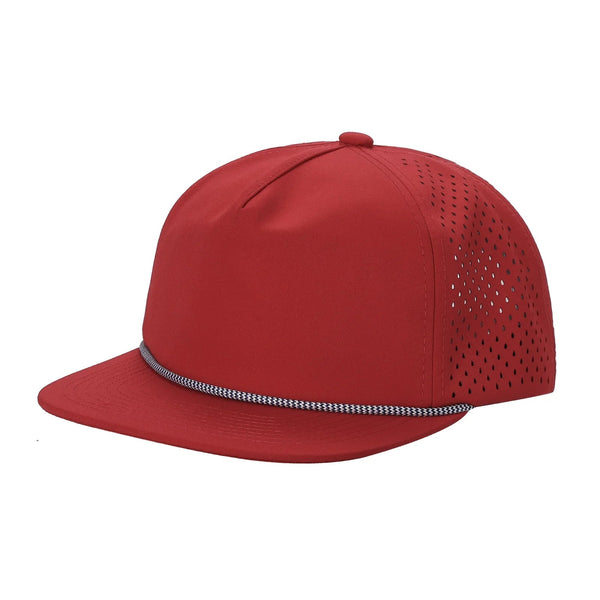 5WPR-5PANEL WATER PROOF HAT WITH ROPE - RED