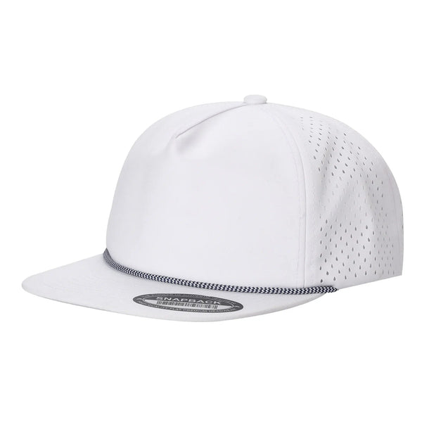 5WPR-5PANEL WATER PROOF HAT WITH ROPE - WHT