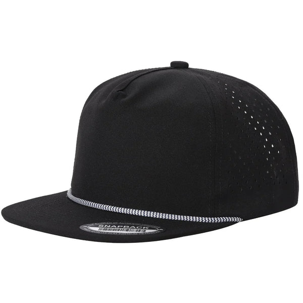 5WPR-5PANEL WATER PROOF HAT WITH ROPE - BLK