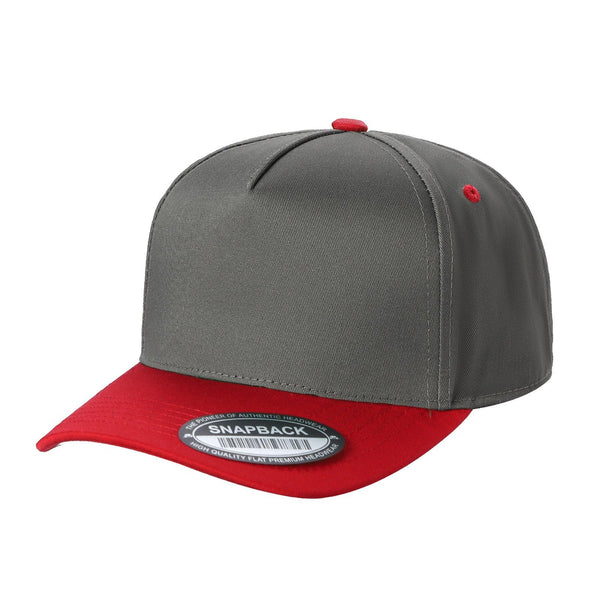 Premium TC-5-Panel 2-Tone Snapback Cap – Structured Fit, Cotton/Poly Blend - OLIVE/RED