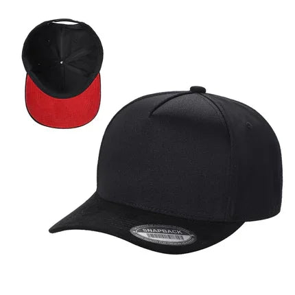 TCS - Premium 5-Panel Snapback Cap with Suede Bill - BLACK/RED02