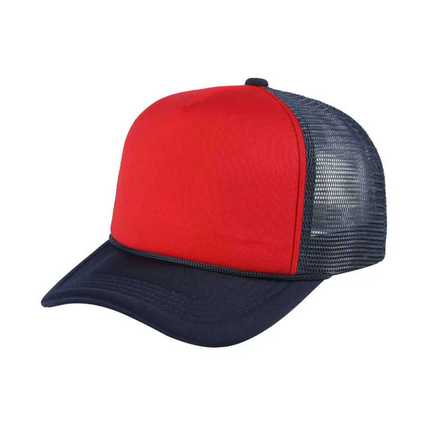 STM-Sponge Trucker Mesh Cap – Breathable Mesh Back Snapback Hat - RED/NAVY