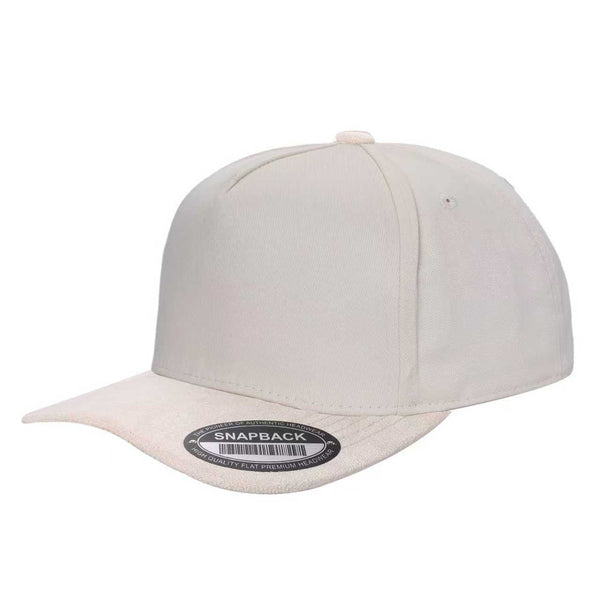 TCS - Premium 5-Panel Snapback Cap with Suede Bill - TAN