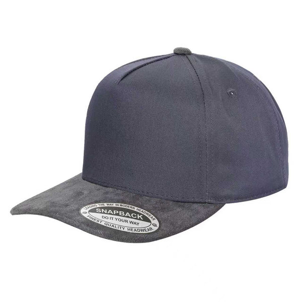 TCS - Premium 5-Panel Snapback Cap with Suede Bill - D.GRAY