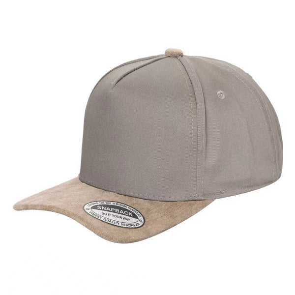 TCS - Premium 5-Panel Snapback Cap with Suede Bill - KHAKI