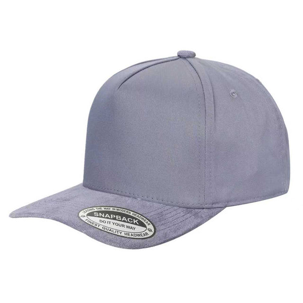 TCS - Premium 5-Panel Snapback Cap with Suede Bill - L.GRAY