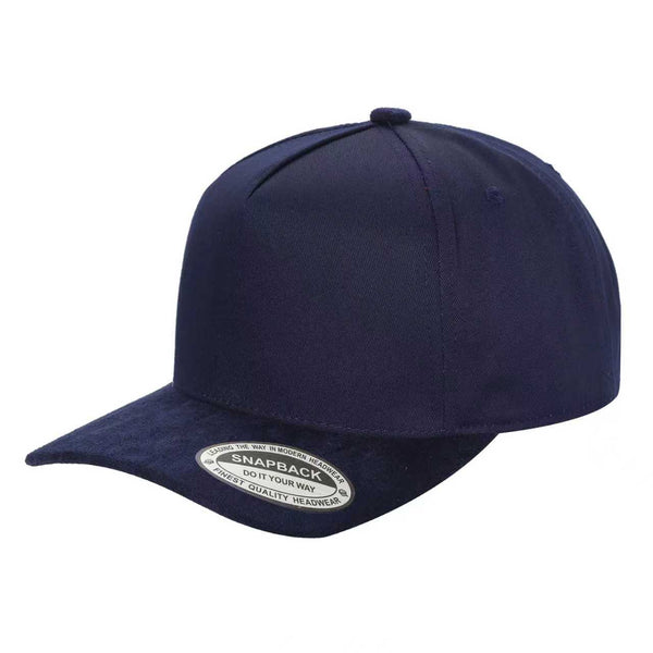 TCS - Premium 5-Panel Snapback Cap with Suede Bill - NAVY