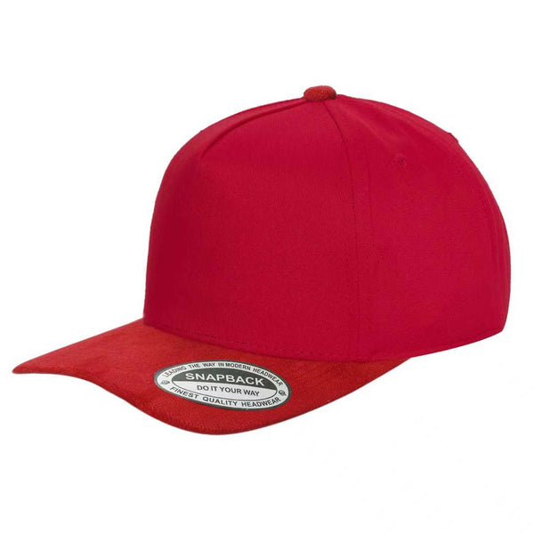 TCS - Premium 5-Panel Snapback Cap with Suede Bill - RED