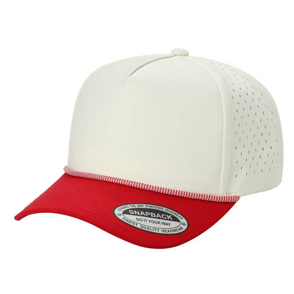 5TCP 5-Panel Waterproof Rope Cap – Durable Outdoor Snapback - TAN/RED