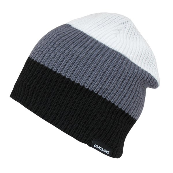 Decky-K004-Mauna Kea 3 Tone Knit Caps - K004-BLKGRYWHT