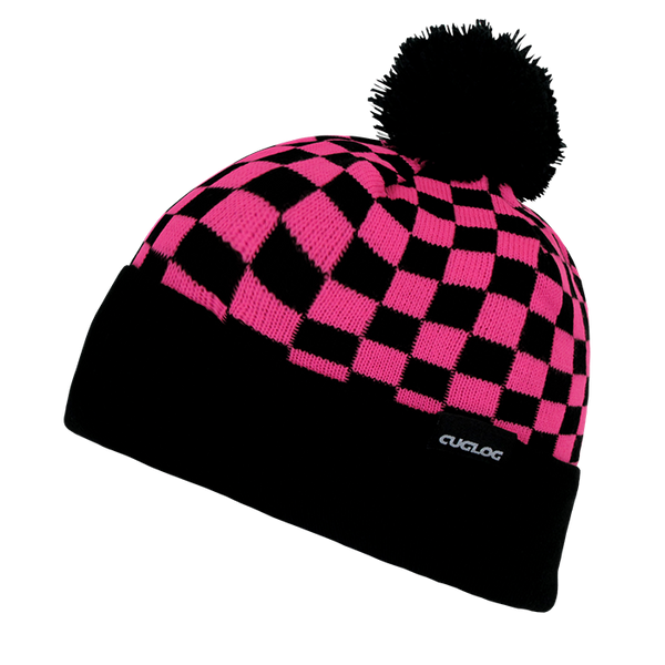 Decky-K019-Changbai, Checker Beanies - Hot pink/Black