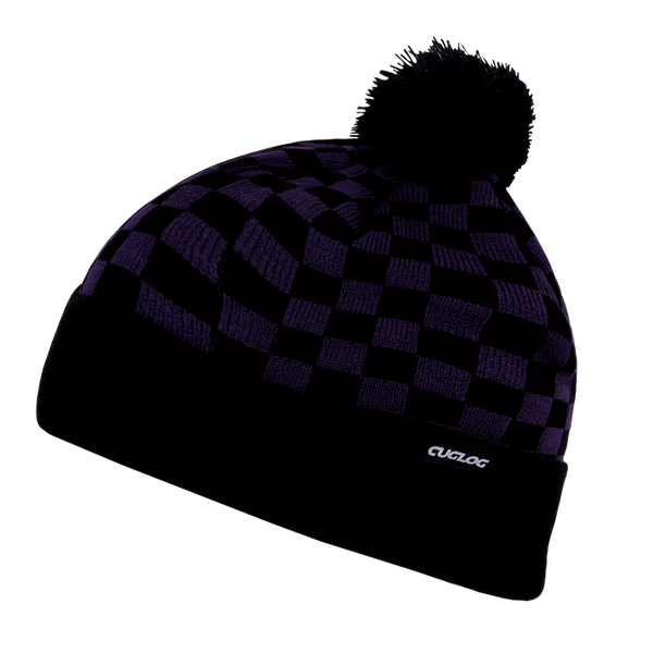Decky-K019-Changbai, Checker Beanies - Purple/Black