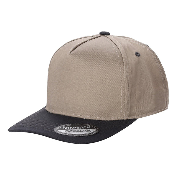 Premium TC-5-Panel 2-Tone Snapback Cap – Structured Fit, Cotton/Poly Blend - KHI/BLK