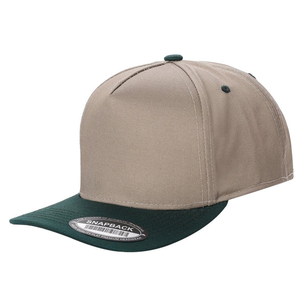 Premium TC-5-Panel 2-Tone Snapback Cap – Structured Fit, Cotton/Poly Blend - KHI/D.GREEN