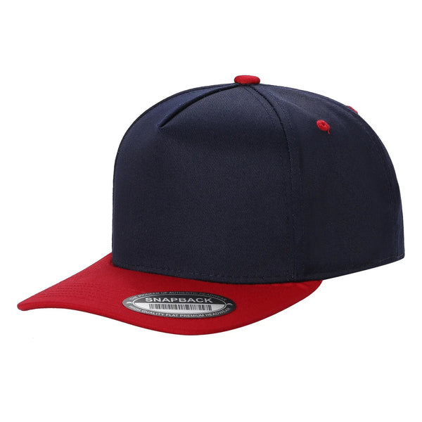 Premium TC-5-Panel 2-Tone Snapback Cap – Structured Fit, Cotton/Poly Blend - NAVY/RED