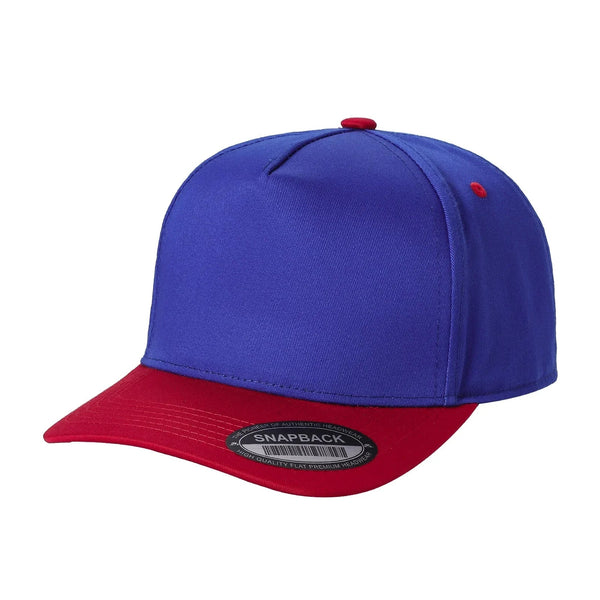 Premium TC-5-Panel 2-Tone Snapback Cap – Structured Fit, Cotton/Poly Blend - ROYAL/RED