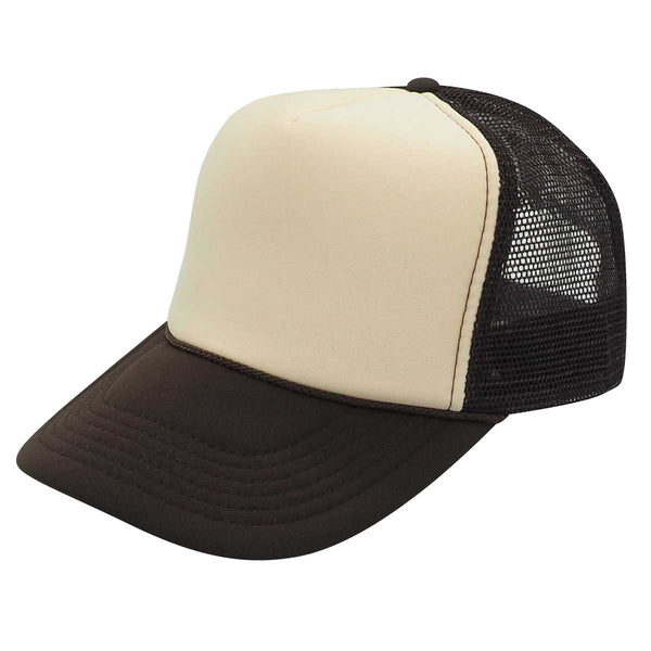 Nissun SPCY Summer Mesh Youth Cap Trucker Hat - Brown-Beige