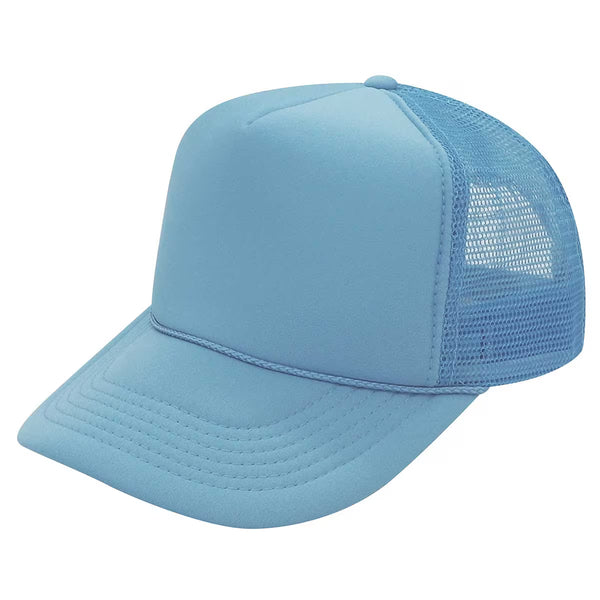 Nissun Foam Trucker Hat, 5 Panel Mesh Cap, Solid Colors - SSC - Columbia Blue