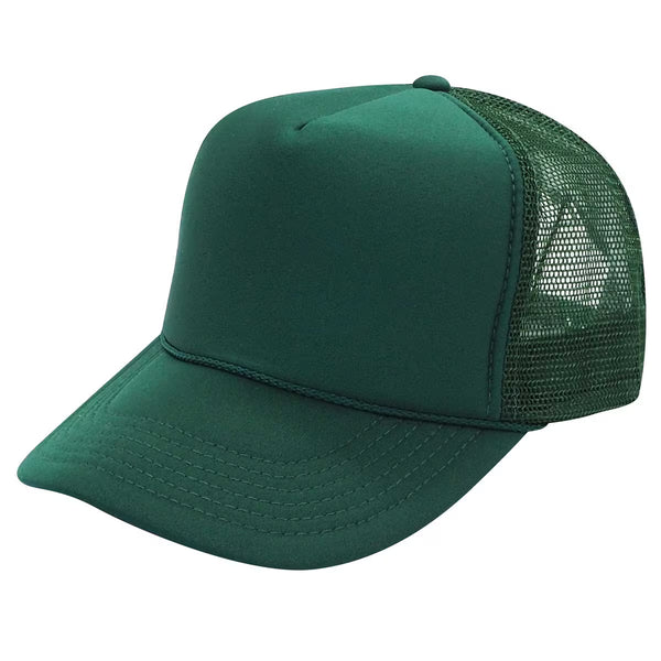 Nissun Foam Trucker Hat, 5 Panel Mesh Cap, Solid Colors - SSC - Dark Green
