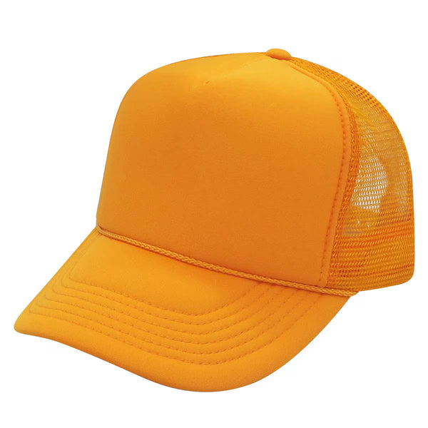 Nissun Foam Trucker Hat, 5 Panel Mesh Cap, Solid Colors - SSC - Gold
