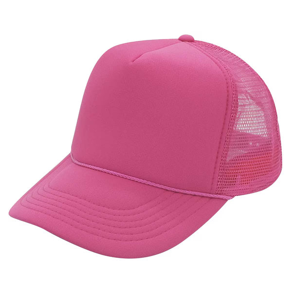 Nissun Foam Trucker Hat, 5 Panel Mesh Cap, Solid Colors - SSC - Hot Pink