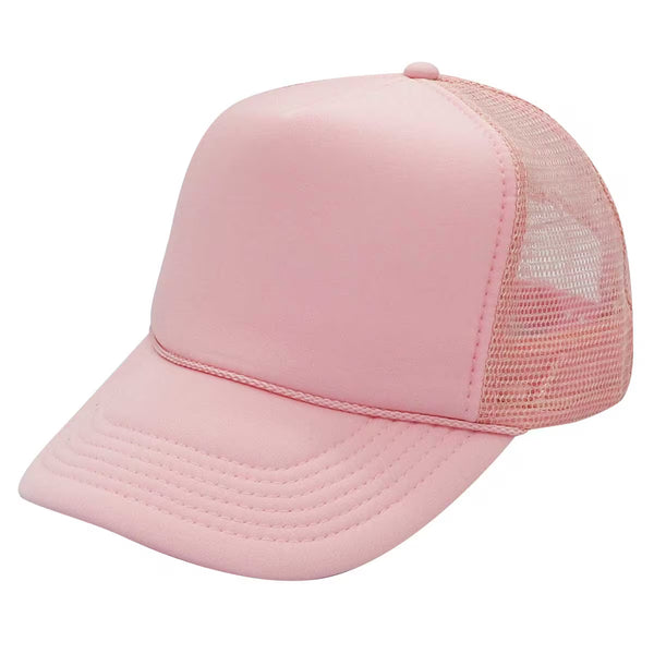 Nissun Foam Trucker Hat, 5 Panel Mesh Cap, Solid Colors - SSC - Light Pink