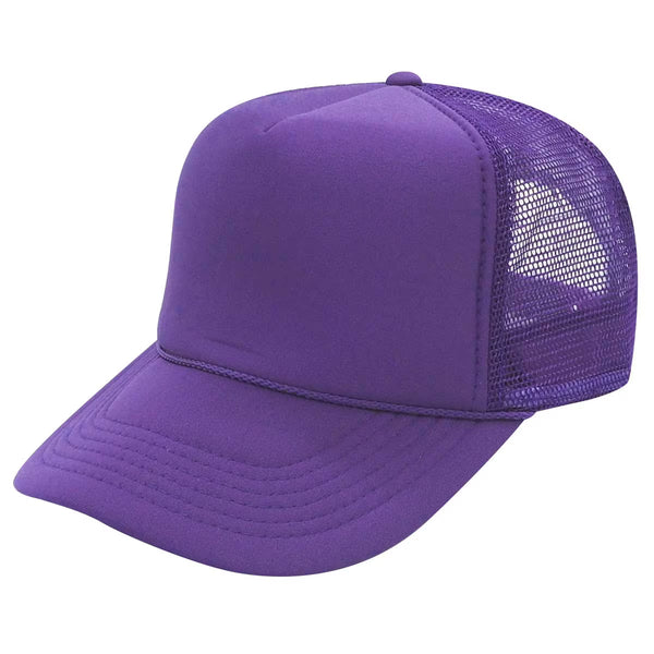 Nissun Foam Trucker Hat, 5 Panel Mesh Cap, Solid Colors - SSC - Purple