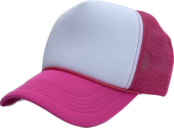 STM-Sponge Trucker Mesh Cap – Breathable Mesh Back Snapback Hat - WHT/H.PINK