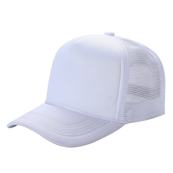 STM-Sponge Trucker Mesh Cap – Breathable Mesh Back Snapback Hat - KIDS-WHITE