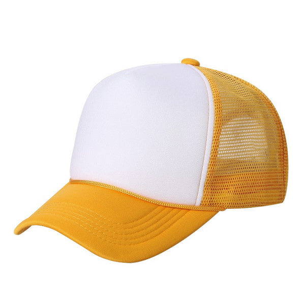 STM-Sponge Trucker Mesh Cap – Breathable Mesh Back Snapback Hat - WHT/GOLD