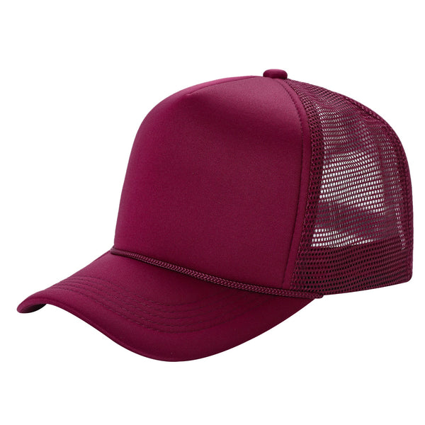 STM-Sponge Trucker Mesh Cap – Breathable Mesh Back Snapback Hat - WINE