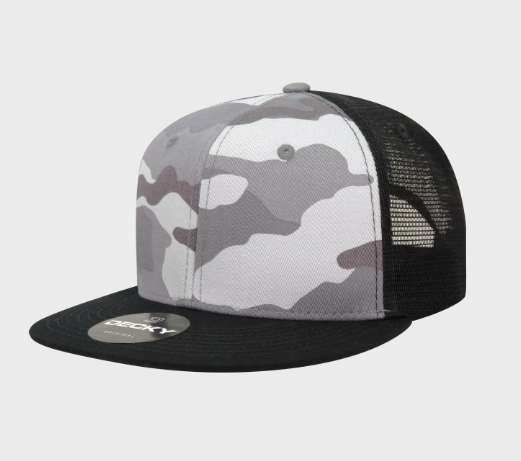 Decky-1055-6 Panel High Profile Structured Camo Trucker - BLK/URB/BLK