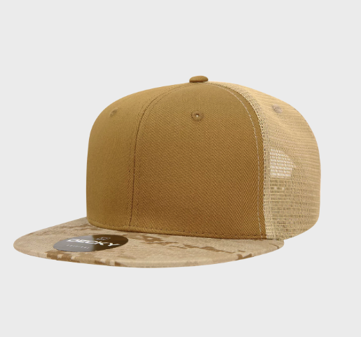 Decky-1055-6 Panel High Profile Structured Camo Trucker - DES/COY/KHA