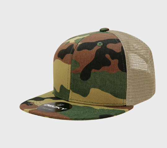 Decky-1055-6 Panel High Profile Structured Camo Trucker - WOODLAND/WOODLAND/KHAKI