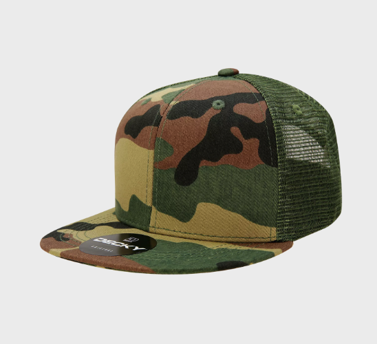 Decky-1055-6 Panel High Profile Structured Camo Trucker - WOODLAND/WOODLAND/OLIVE