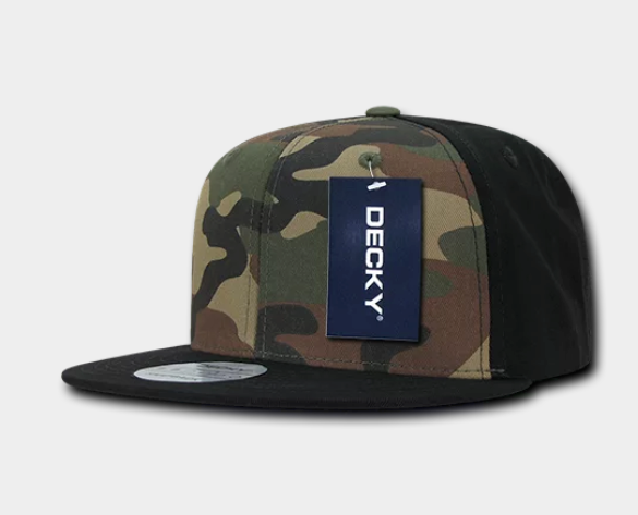 Decky-1049-6 Panel High Profile Structured Camo Snapback - black/woodland/black