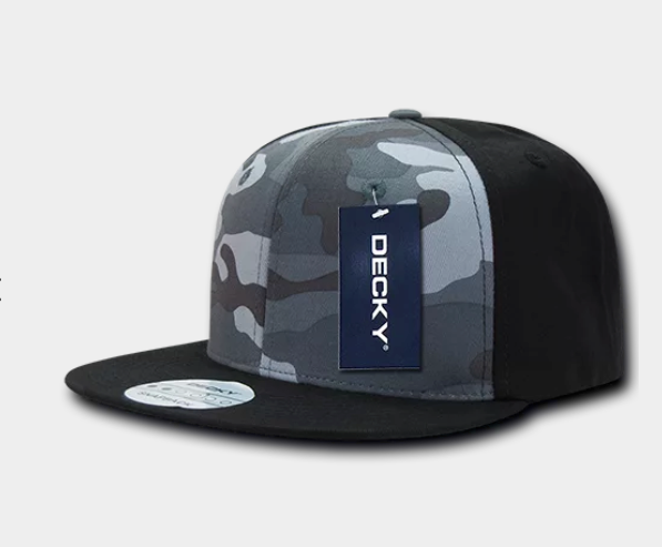 Decky-1049-6 Panel High Profile Structured Camo Snapback - blkurbblk