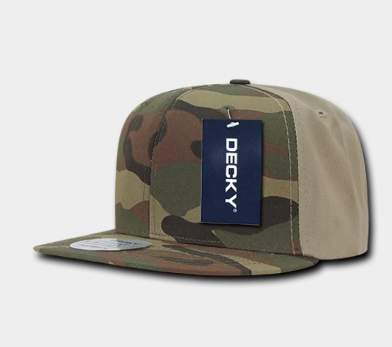Decky-1049-6 Panel High Profile Structured Camo Snapback - WOODLAND/WOODLAND/KHAKI