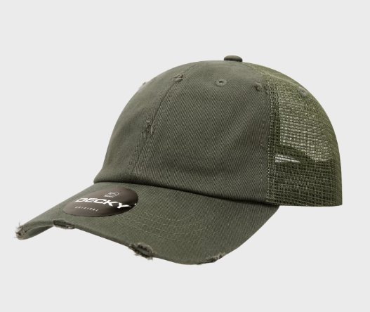 Decky-110-6 Panel Low Profile Relaxed Vintage Trucker - Olive