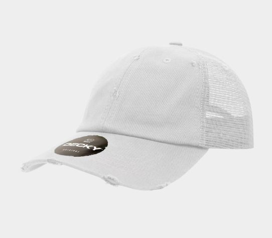 Decky-110-6 Panel Low Profile Relaxed Vintage Trucker - White