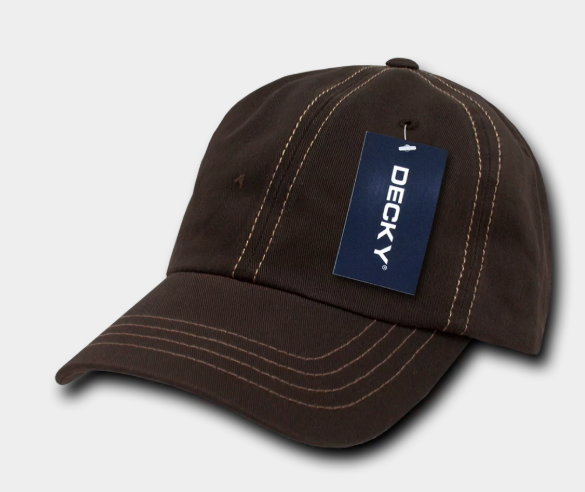 Decky-111-6 Panel Low Profile Relaxed Contra-Stitch Dad Hat - Brown