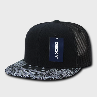 Decky-1083-6 Panel High Profile Structured Bandanna Bill Trucker