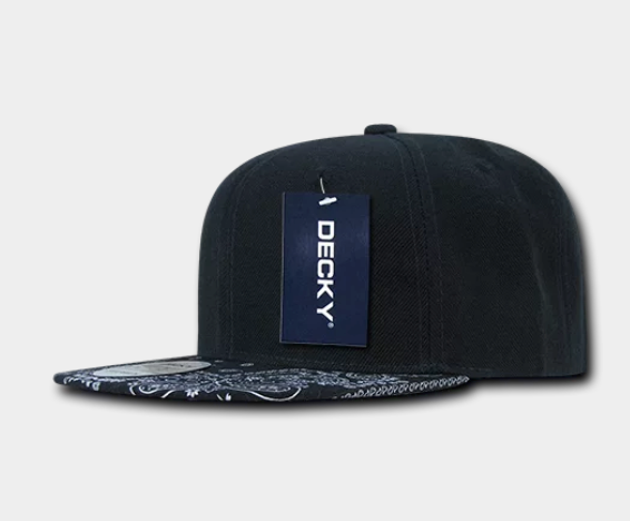 Decky-1093-6 Panel High Profile Structured Bandanna Bill Snapback - navy/navy